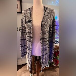 LUCKY BRAND Gray/Black Open Front 
Sweater/Cardigan Sz Lg